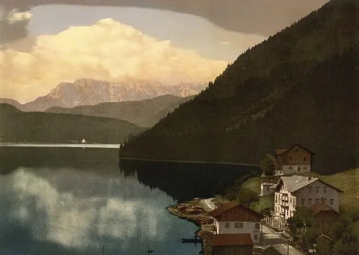 Framed Print : The Walchensee with Urfeld in Upper Bavaria