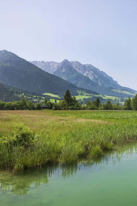 Framed Print : Walchsee and Zahmer Kiaser mountain range