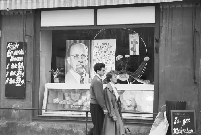 Framed Print : Walter Ulbricht in the shop window of a grocery store Framed Print : Walter Ulbricht in the shop window of a grocery store