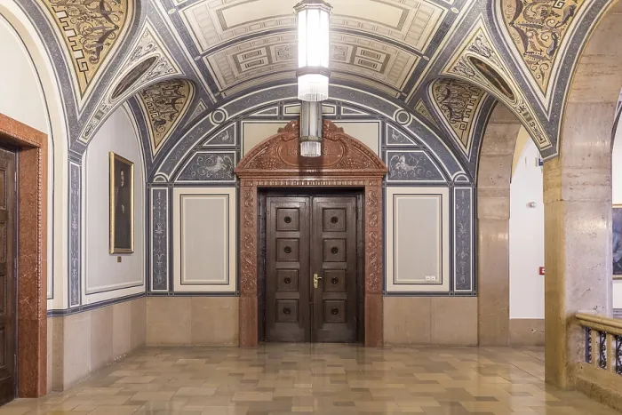Framed Print : Wandelhalle, interior design of the town hall in Chemnitz