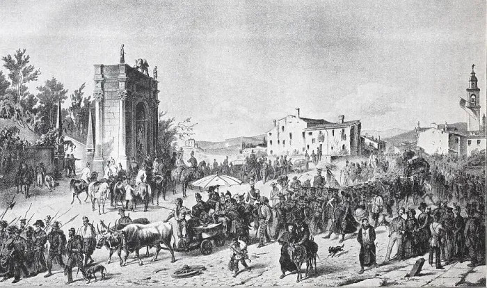 Framed Print : War of Independence Italy, Exodus of Durando's troops after the surrender of Vicenza on 11 June 1848