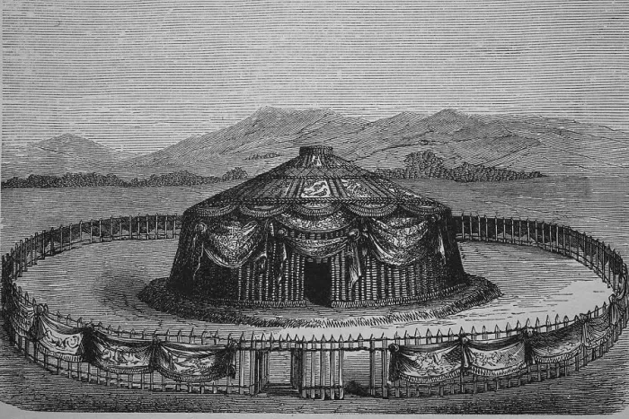 Framed Print : War tent of Genghis Khan, woodcut from 1880