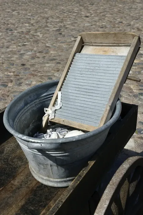 Framed Print : Washboard with washing trough, Scandinavia
