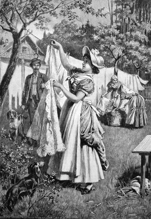 Framed Print : Washing Day on a Farm in Bavaria Framed Print : Washing Day on a Farm in Bavaria