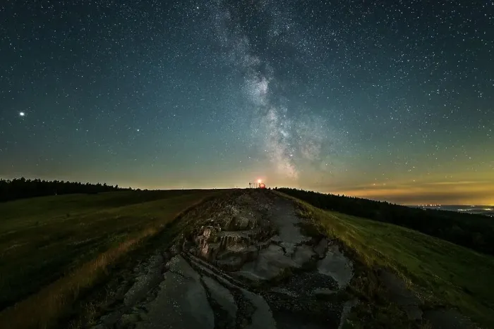 Framed Print : Wasserkuppe, Abtsrodaer Kuppe at night with Milky Way