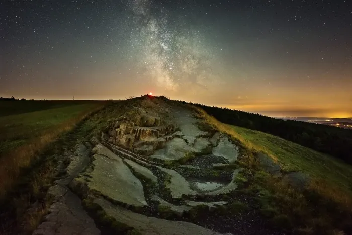 Framed Print : Wasserkuppe, Abtsrodaer Kuppe at night with Milky Way