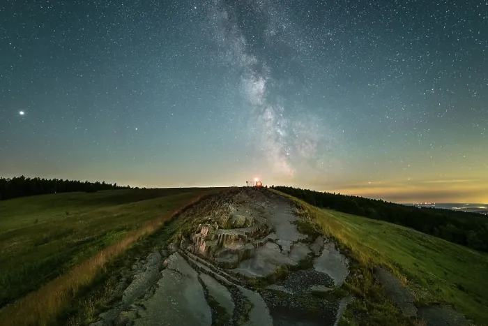 Framed Print : Wasserkuppe, Abtsrodaer Kuppe at night with Milky Way