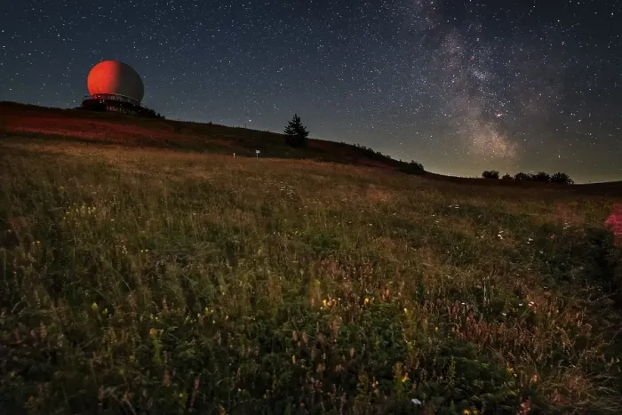 Framed Print : Wasserkuppe with radome at night