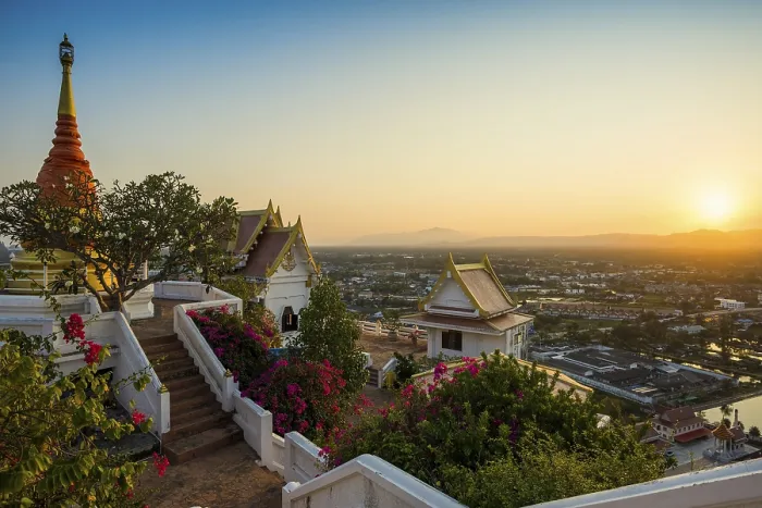 Framed Print : Wat Khao Chong Krachok, sunset