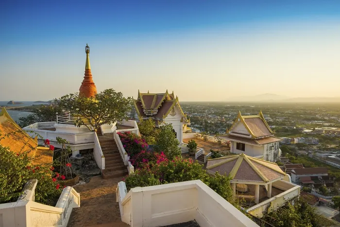 Framed Print : Wat Khao Chong Krachok, sunset