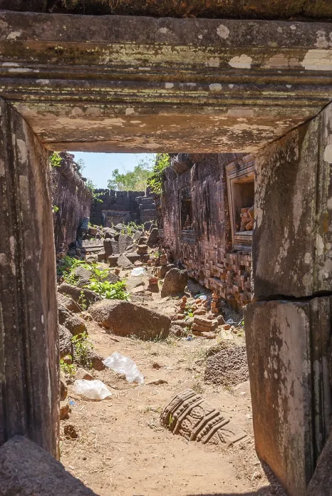 Framed Print : Wat Phou temple closeup detail, Laos