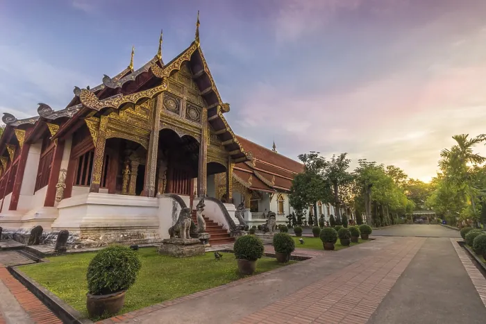 Framed Print : Wat Phra Singh temple pavilion at pink sunrise Framed Print : Wat Phra Singh temple pavilion at pink sunrise