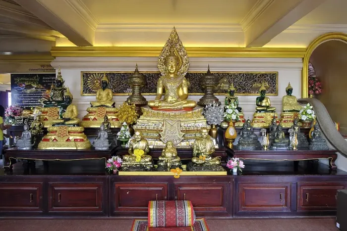 Framed Print : Wat Saket or Golden Mount, golden Buddha figures at the entrance Framed Print : Wat Saket or Golden Mount, golden Buddha figures at the entrance