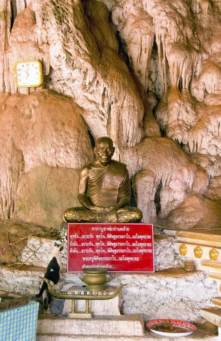 Framed Print : Wat Tham Seua, the Temple of the Tiger Cave is built into a cave set in a limestone cliff