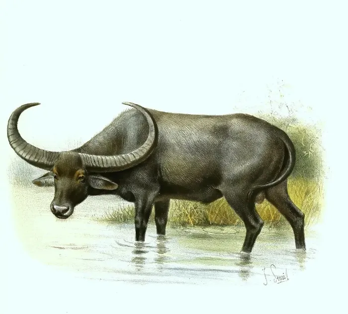 Framed Print : Water buffalo (Bubalus bubalis) Historic