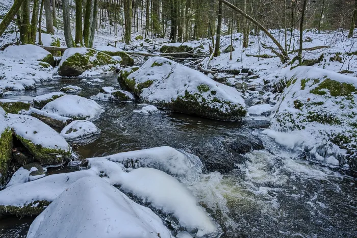 Framed Print : Water flows over rocks in a forest Framed Print : Water flows over rocks in a forest