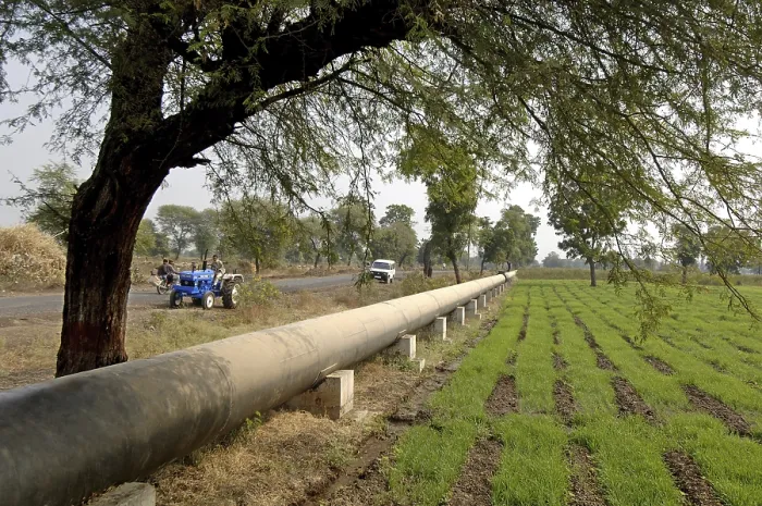 Framed Print : Water pipeline through village fields Framed Print : Water pipeline through village fields