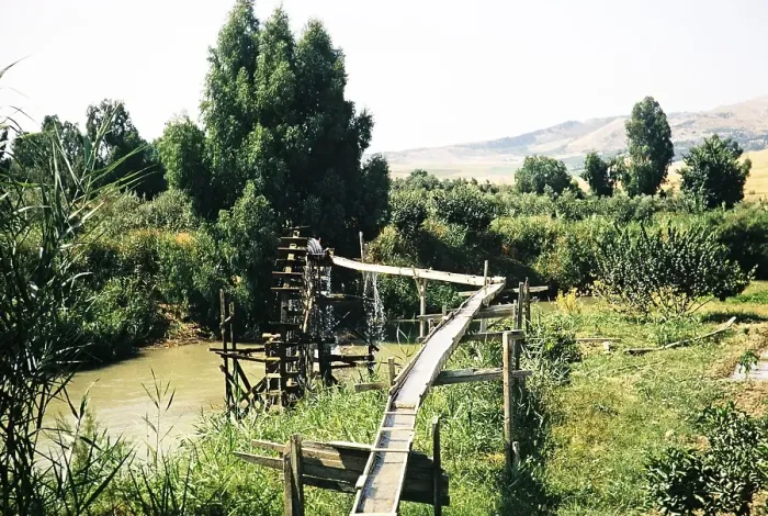 Framed Print : Water wheel supplying the irrigation canal with water from the river, west of Fez, Morocco, North Africa, 1971, Africa