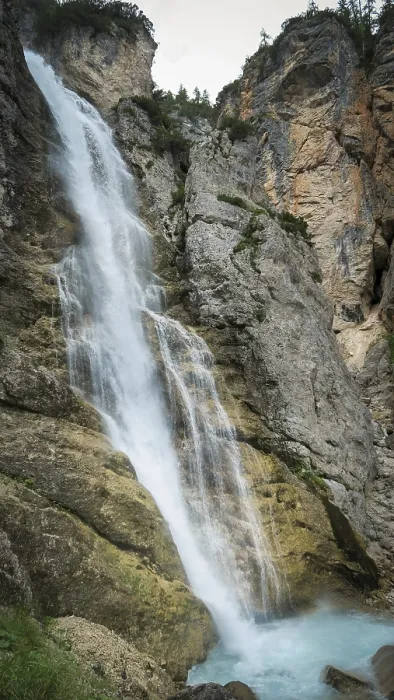 Framed Print : Waterfall in the Dolomite Mountains