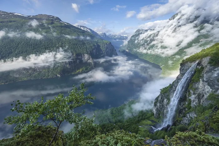 Framed Print : Waterfall Gjerdefossen, at Ornesvingen viewpoint