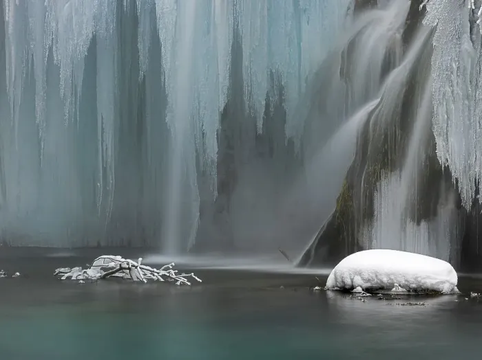 Framed Print : Waterfall, icicle, Rauracke, National Park Plitvice Lakes Framed Print : Waterfall, icicle, Rauracke, National Park Plitvice Lakes