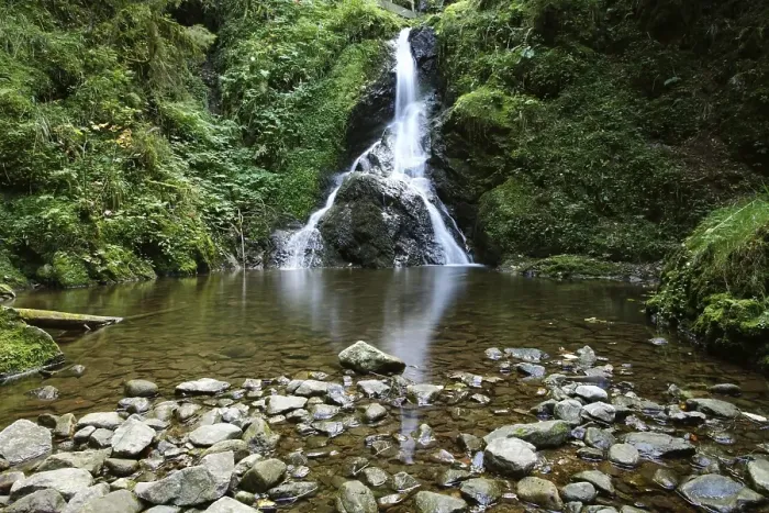 Framed Print : Waterfall in Lotenbachklamm gorge