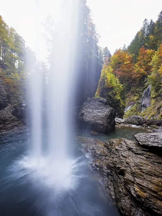 Framed Print : Waterfall mountain list in autumn-colored surroundings
