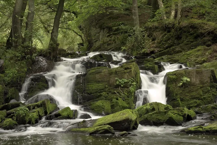 Framed Print : Waterfall, mountain stream Selke