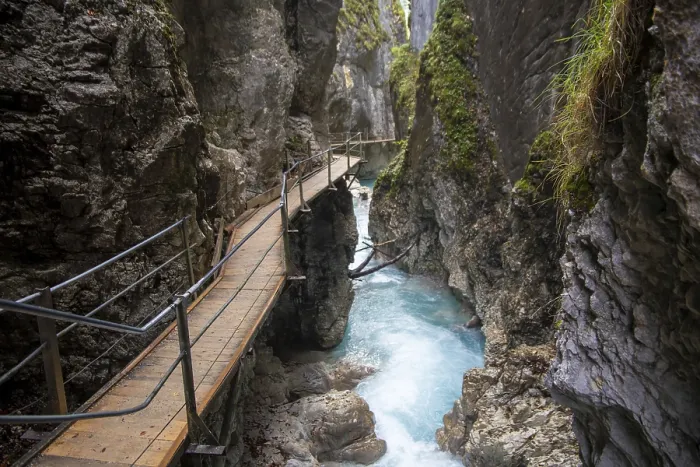 Framed Print : Waterfall trail at the Leutaschklamm gorge in the border forest between Tyrol and Bavaria