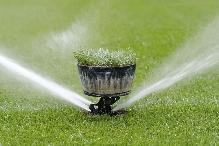 Framed Print : Watering turf on a football stadium in Lubin Framed Print : Watering turf on a football stadium in Lubin