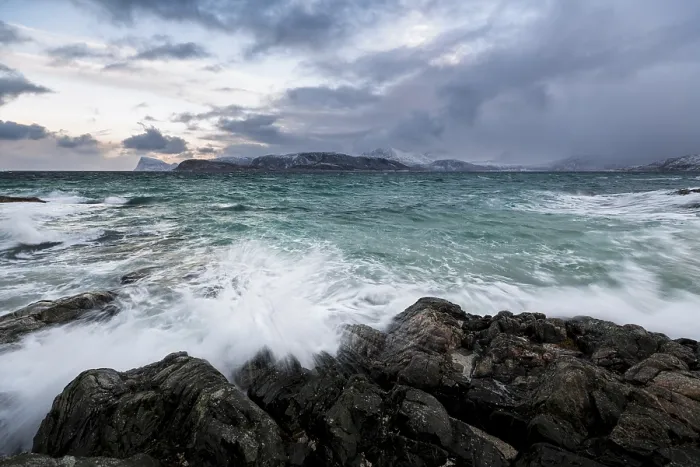 Framed Print : Waves, stormy sea in winter, Hillsoya