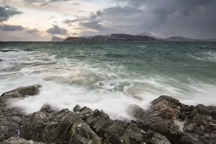 Framed Print : Waves, stormy sea in winter, Hillsoya