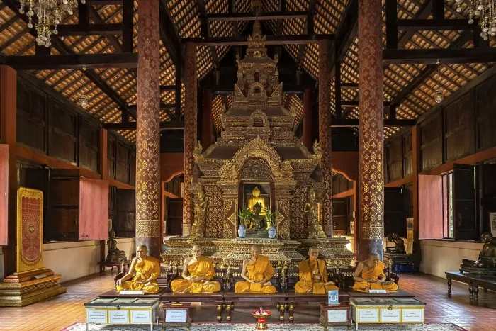 Framed Print : Wax figures of deceased monks in the Buddhist temple complex Wat Phra Singh
