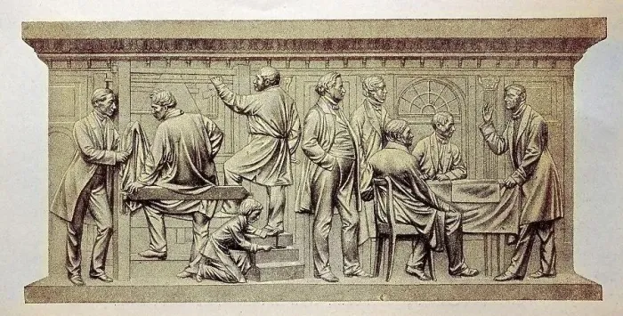 Framed Print : In a weaving mill, a relief by Friedrich Drake on the monument to Beuths zu Kiss in Berlin Framed Print : In a weaving mill, a relief by Friedrich Drake on the monument to Beuths zu Kiss in Berlin