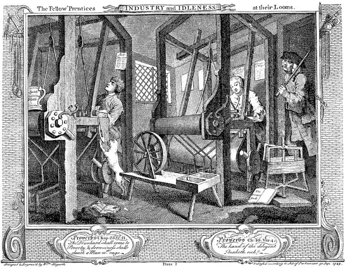 Framed Print : Weaving mill at a residential house in the middle of the 18th century in England