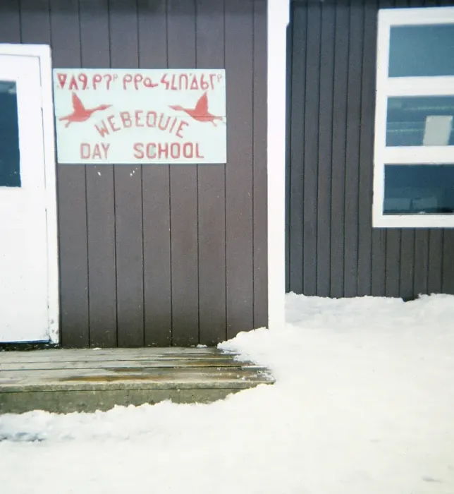 Framed Print : Webequie First Nation Ojibway Community, Eastwood Island, Northern Ontario, Canada 1978 Day school sign Framed Print : Webequie First Nation Ojibway Community, Eastwood Island, Northern Ontario, Canada 1978 Day school sign