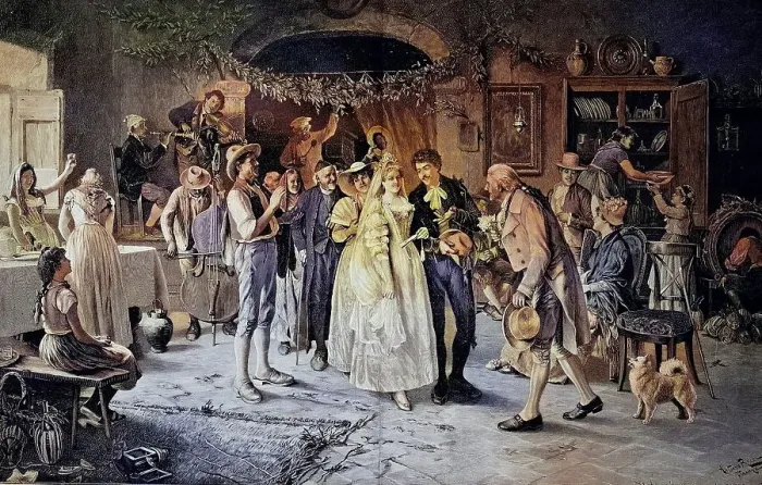Framed Print : A wedding in 18th century Italy