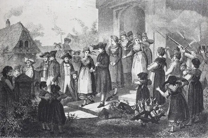 Framed Print : Wedding in Alsace, 1888, France