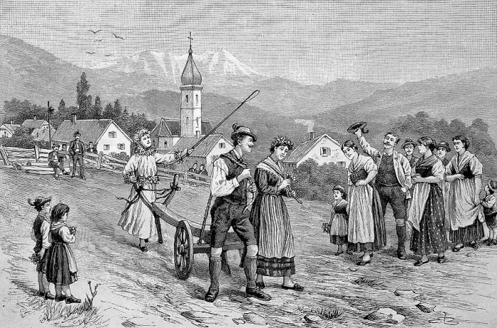 Framed Print : Wedding customs in Austria around 1870