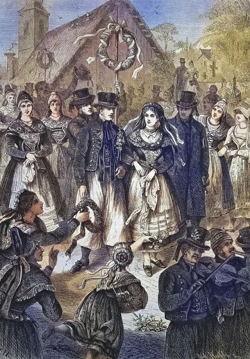 Framed Print : Wedding procession in Moenchgut on the island of Ruegen