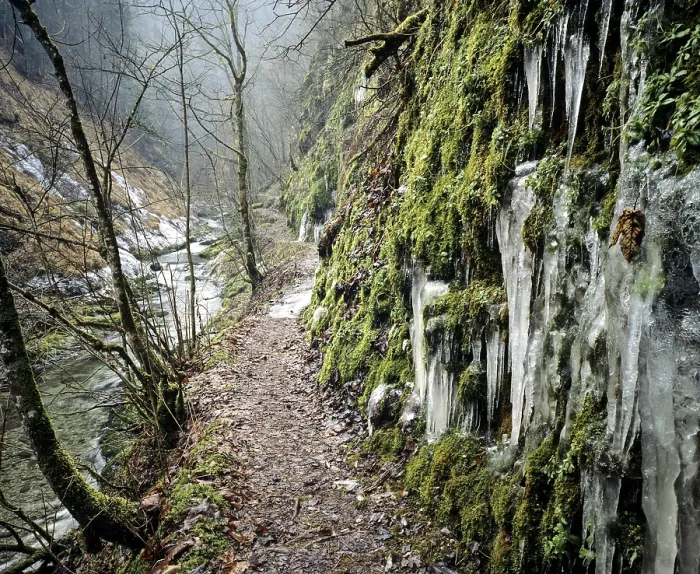 Framed Print : Weissbach, Icicle, hiking trail
