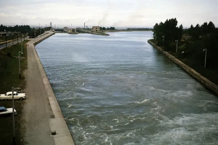Framed Print : Welland Canal, St Lawrence Seaway, Great Lakes, Ontario, Canada, North America 1963, North America