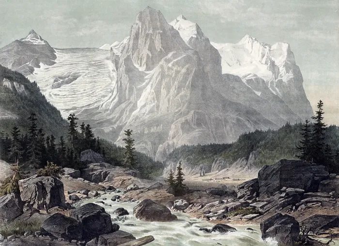 Framed Print : Wellhorn, mountain in the Bernese Alps and Wetterhorn