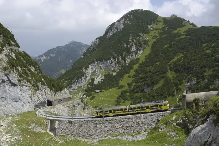 Framed Print : Wendelstein (1838 m), rack railway to the summit