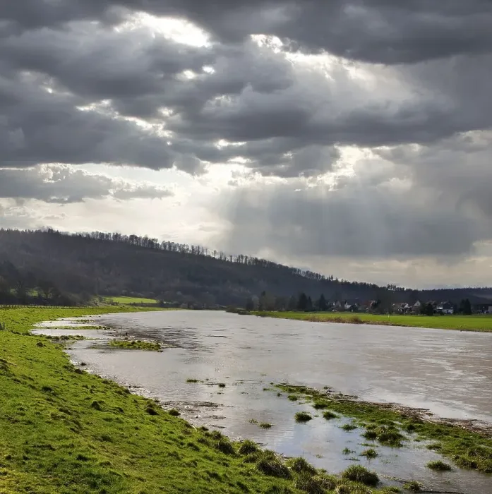 Framed Print : Weser River near Gewissenruh, Wesertal