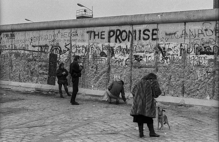 Framed Print : West Berlin, 01.01.1990, at the Wall at Potsdamer Platz