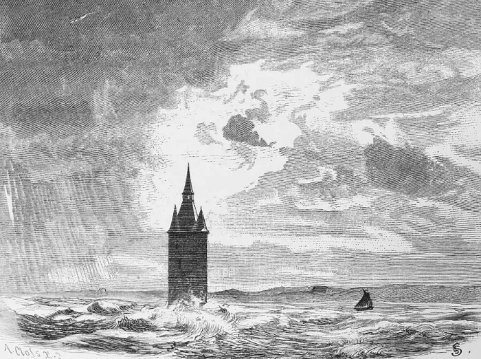 Framed Print : West tower of Wangerooge during storm