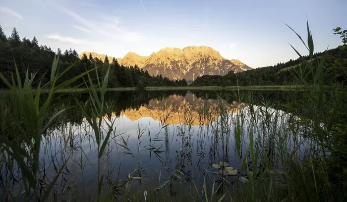 Framed Print : Western Karwendel peak reflected in Luttensee