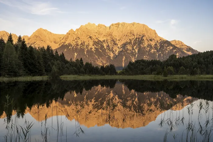 Framed Print : Western Karwendel peak reflected in Luttensee