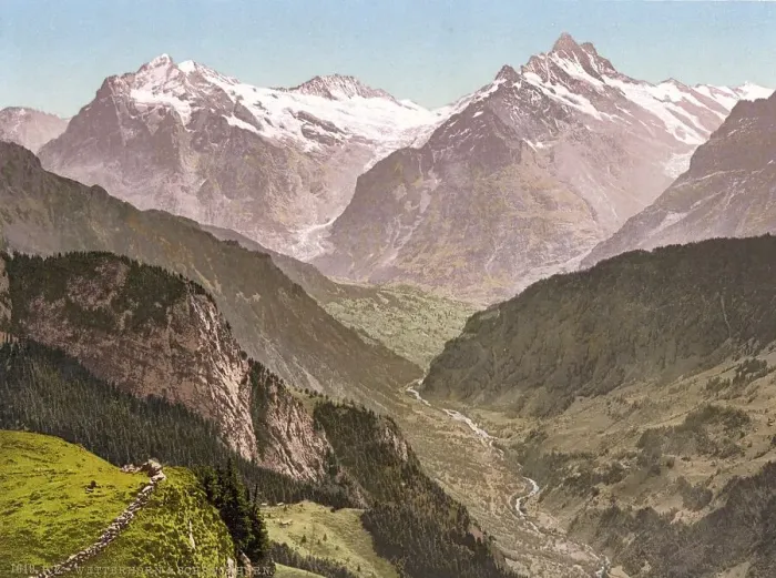 Framed Print : Wetterhorn and Schreckhorn, from Schynige Platte